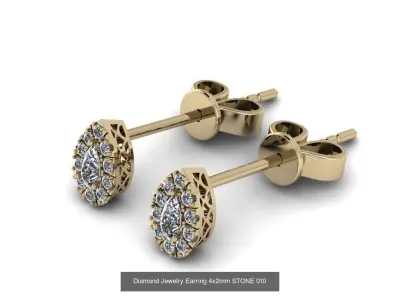 Jewelry Earrings THREE SIZE BIGG GEM 04 3D Model Pack