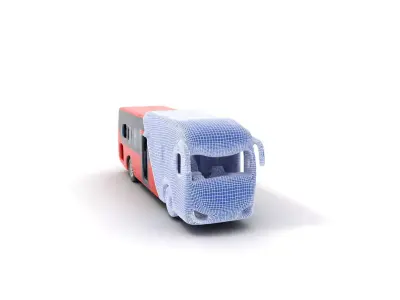 Red Urban Bus model pack Low-poly 3D model