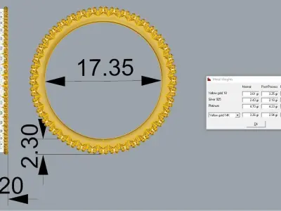 French pave ring Free 3D print model