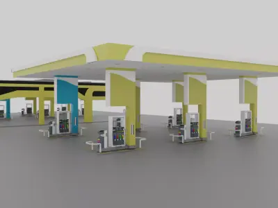 Gas Station Low-poly 3D model shop