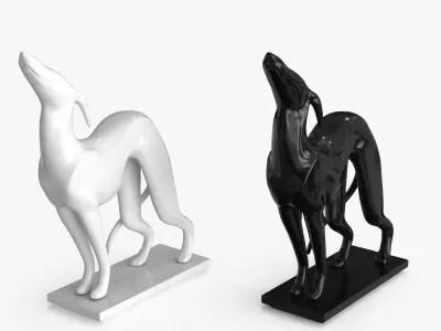 Dog Statuette Low-poly 3D model