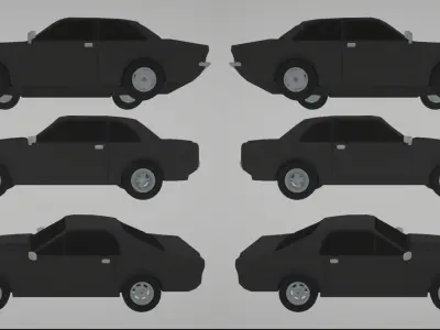 Flat World - Muscle Cars Low-poly 3D model