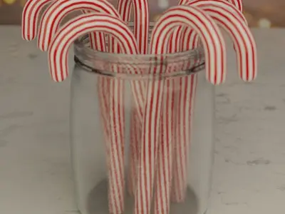Candy canes Low-poly 3D model