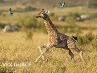 Young Giraffe  VFX Grace 3D model