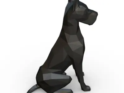 great dane low poly 3D print model