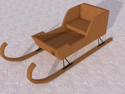 Wooden Sleigh 3D model