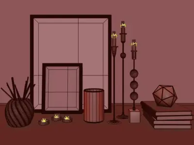 Nice interior decorative set 3D model