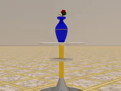 SIDE TABLE WITH FLOWER VASE Low-poly 3D model