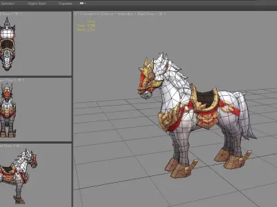 Cartoon white horse mount Low-poly 3D model