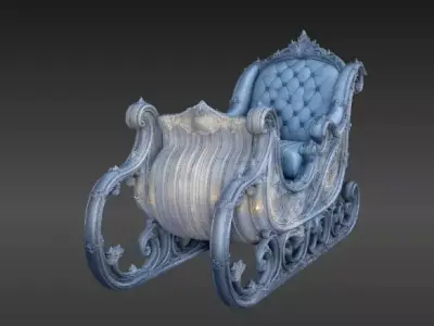 Luxury Sleigh 3D Model Holiday Fantasy Sleigh  Low-poly 3D model