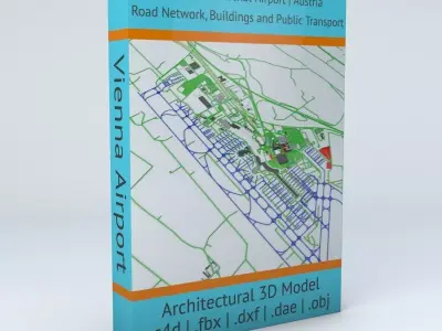 Vienna Schwechat VIE Airport Roads Buildings and Public Trans 3D model