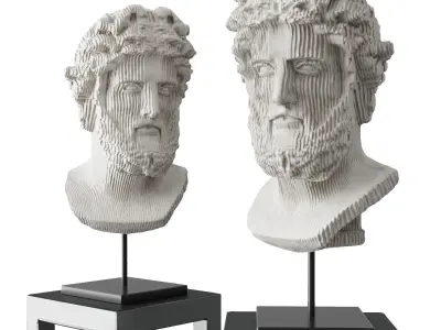 Greek bust stripes Low-poly 3D model