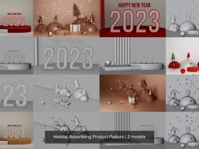 Holiday Advertising Product Podium 3D Model Collection