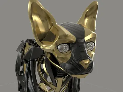 Sci fi cat skeleton sculture 3D model