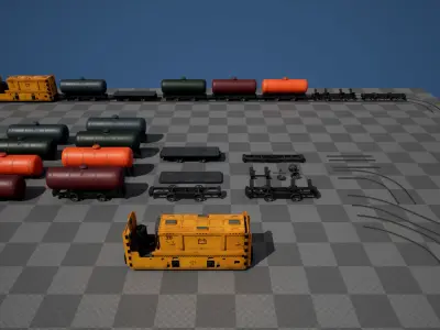 Underground Battery Electric Locomotive for UE Low-poly 3D model