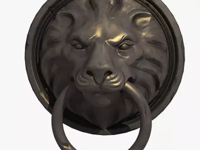Lion Head Door Knocker Low-poly 3D model