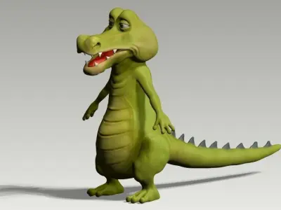 Cartoon crocodile Low-poly 3D model