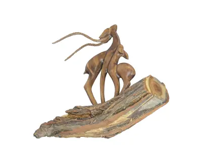 Wooden deers decoration 3D model