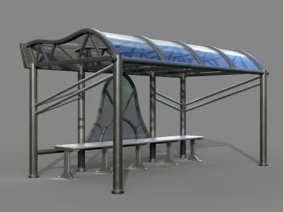 12 Bus Stop Base Mesh with UVs and Textures Vol 1 Low-poly 3D model