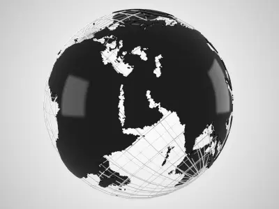 Globe News Skeleton Black 3D model