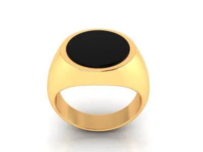 Ring M151 Mens little finger luxury rings with enamel onyx 3D print model