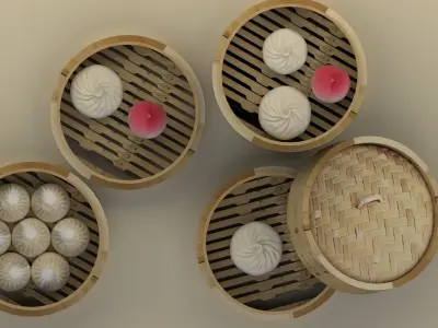Chinese bamboo steamer  3D model