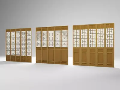 Chinese Window Low-Poly Set 1 3D Model Pack