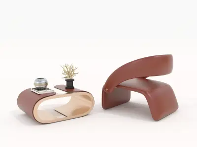 Modern Coffee Table and Armchair Set 38 3D model