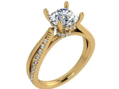 Round Diamond Split Shank Ring 3477 3D print model