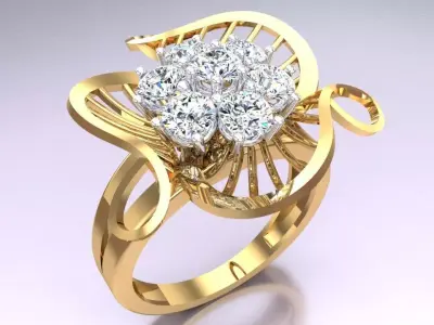  Mesh flower ring - Italian rings - Womens Rings - N6581 3D print model