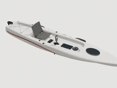 Kayak fishing boat Low-poly 3D model