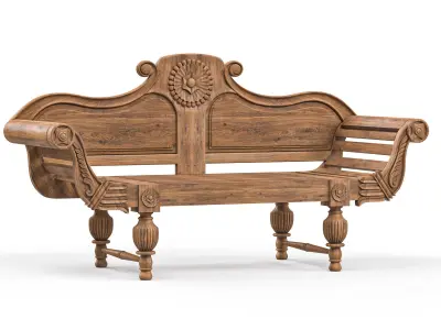 Wodden Bench Low-poly 3D model