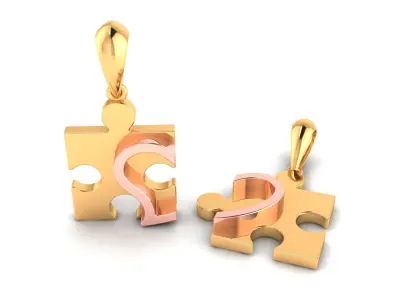 Pendant P14 The luxury Double pendant puzzle heart 3D print model