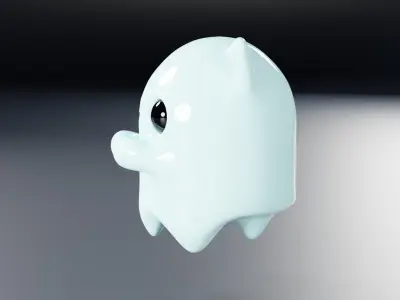 Kitty kawaii ghost Low-poly 3D model