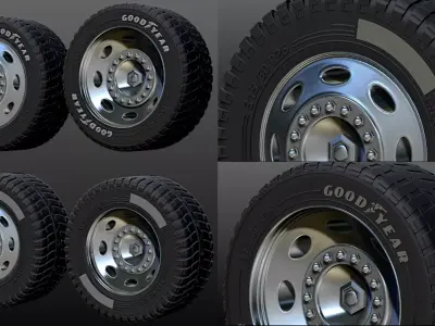 truck rim tires STL file two versions Goodyear and Michelin 3D print model