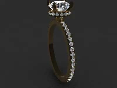 Halo diamond ring solitaire 3D print model