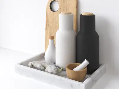 Decor Set Kitchen Menu Grinder 3D model