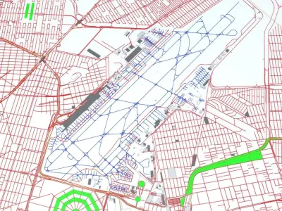 Mexico City Benito Juarez MEX Airport Roads Buildings Pub Trans 3D model