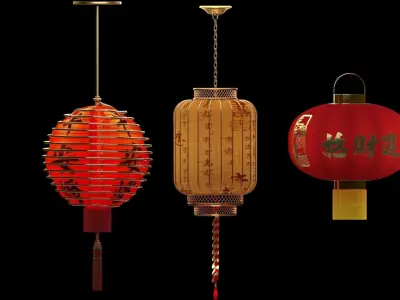 Chinese red lantern 3D model 93