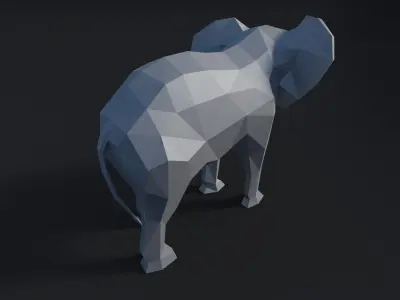 Low-poly Elephant with tusks Low-poly 3D model