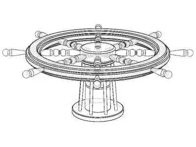 Wooden Ship Wheel Table 3D model