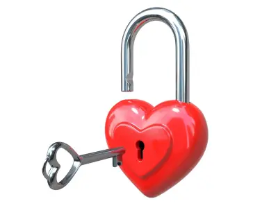 Heart Padlock 3D model 3D model