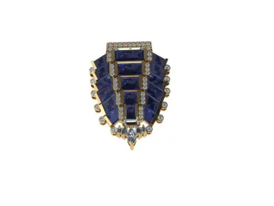 Emerald And Diamond Brooch 3D print model