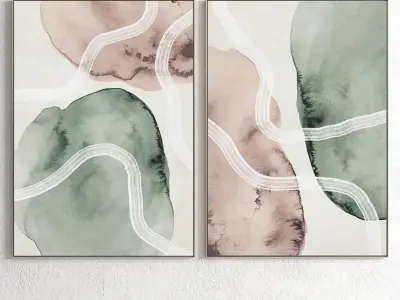 Plaster Two Photo Frame 159 Low-poly 3D model