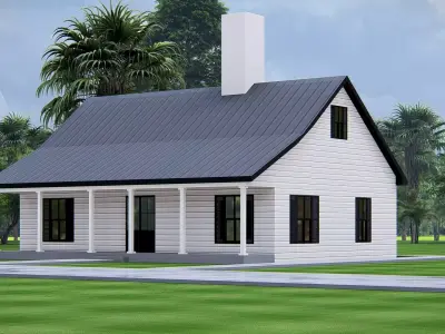 Modern American House Exterior 3D Model Architecture Design 3D model