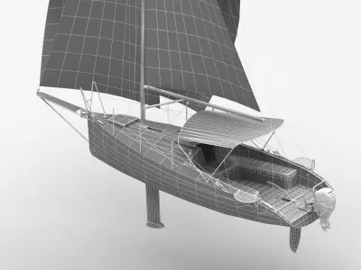 Small Sail Yacht Wooden 3D model