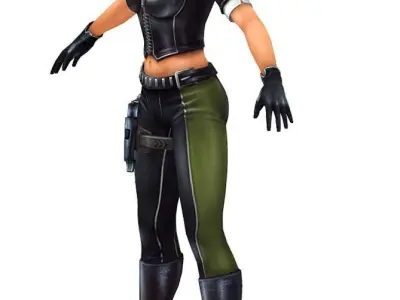 Woman General Soldier Low-poly 3D model