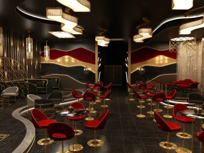 Luxury nightclub bar interior design 3D model