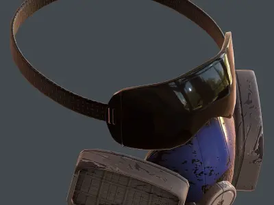 Gas mask helmet 3d model scifi Low-poly  Low-poly 3D model