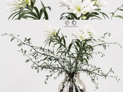 plants bouquet vase 12 3D model